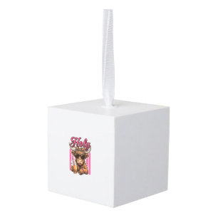 Holy Highland Cow Vintage Boba Tea Shirt Design_1 Cube Ornament