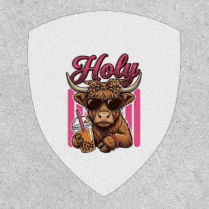 Holy Highland Cow Vintage Boba Tea Shirt Design_1 Patch