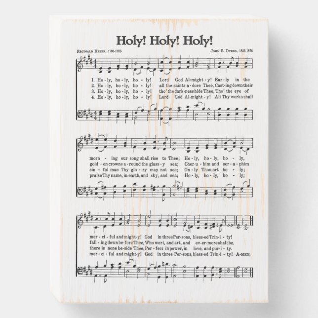 Holy Holy Holy White Wood Box Sign Hymn Art (Front Vertical)