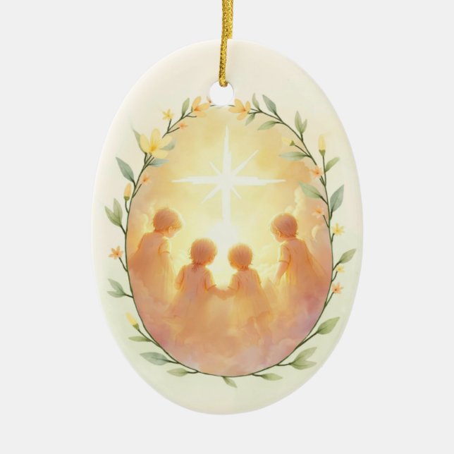 Holy Innocents God's Peace and Blessings with Scri Ceramic Ornament (Front)