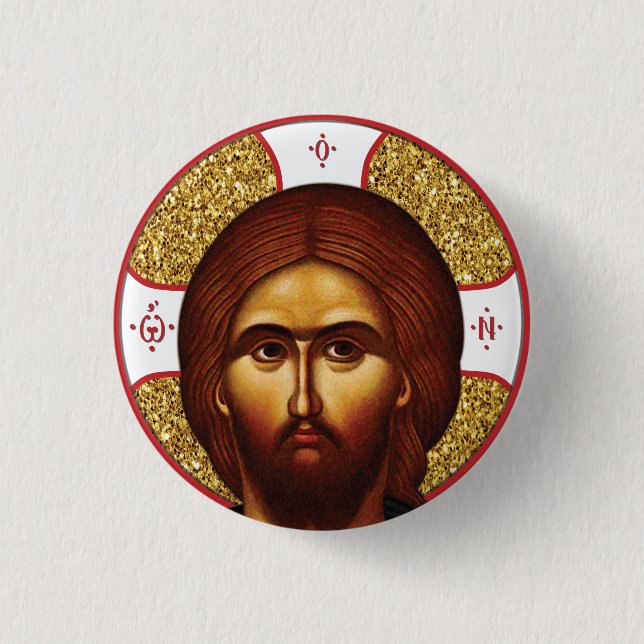 Holy  jesus Christ Orthodox Icon Button (Front)