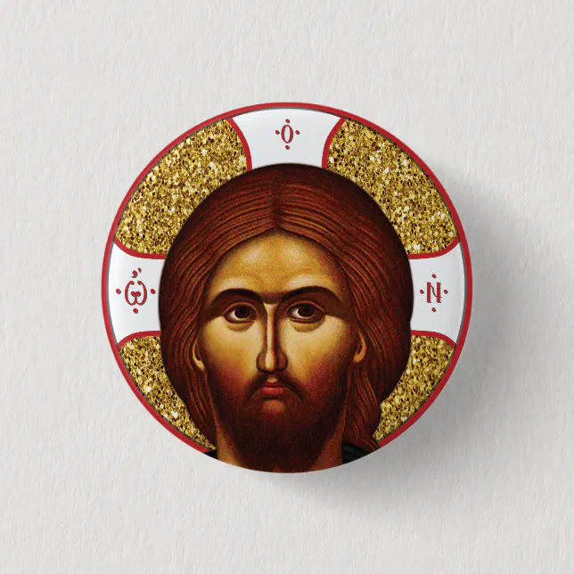 Holy jesus Christ Orthodox Icon Button | Zazzle