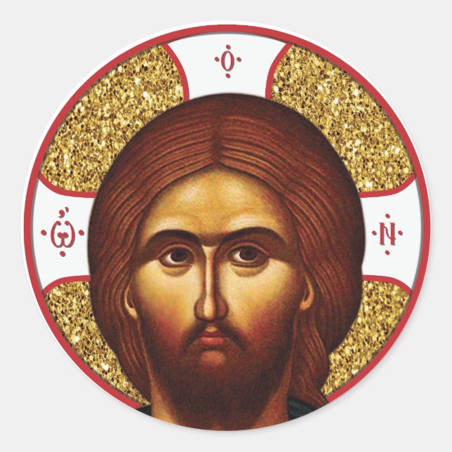 Holy  jesus Christ Orthodox Icon Classic Round Sticker (Front)