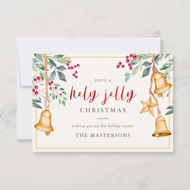 Holy Jolly Family Photo Christmas Greetings Card (Front)