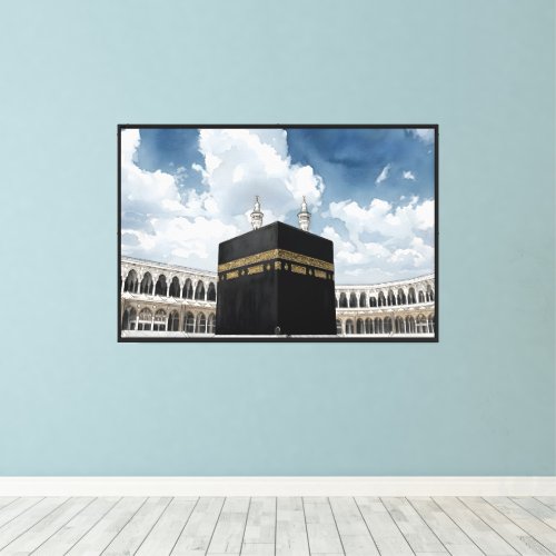 Holy Kaaba - Al-Masjid Al Haram Watercolor Canvas Print