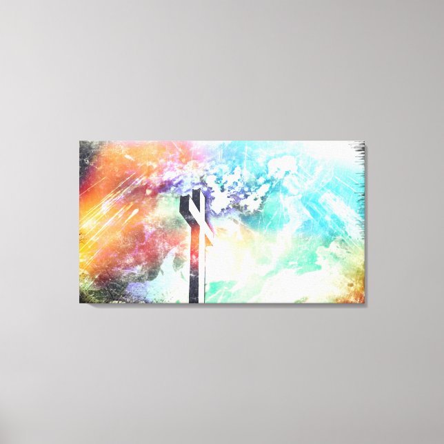 Holy Land Cross Grunge Art Wrapped Canvas Print (Front)