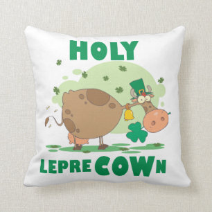 HOLY LepreCOWn T-shirts and Gifts Throw Pillow