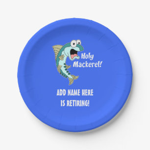 Holy Mackerel Personalized Retirement Party Paper Plates