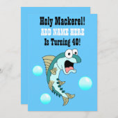 Holy Mackerel, Someone Is Turning 40 Funny Fish Invitation (Front/Back)