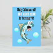 Holy Mackerel, Someone Is Turning 70 Funny Fish Invitation (Standing Front)