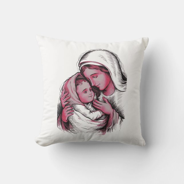 Holy Mary - Our Lady Throw Pillow (Front)