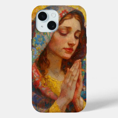 Holy Mary Prayer Impressionism iPhone 15 Case