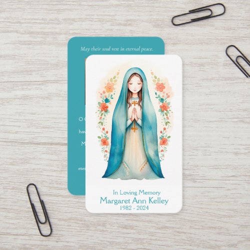 Holy Mary Watercolor Catholic Prayer Card