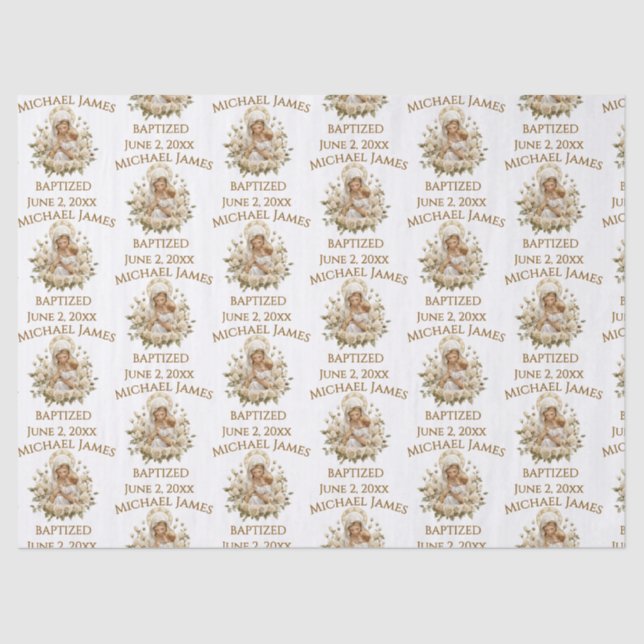 Holy Mary With Child  Jesus Baptism Tissue Paper (Front)