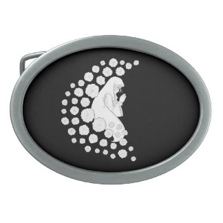 Holy Mary with roses - black and white -  Belt Buckle