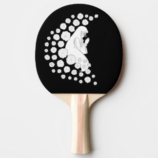 Holy Mary with roses - black and white -  Ping Pong Paddle