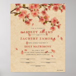 "Holy Matrimony" Fall Floral Wedding Certificate Poster<br><div class="desc">Preserve your wedding memories! Ceremonial Wedding Certificates for ALL Unions and Partnerships. ♥ Personalize to "make it your own" -- Re-word all text / all phrases to reflect your unique union. ♥ This certificate type features signature lines for the officiant, witnesses or Best Man and Maid of Honor to sign....</div>