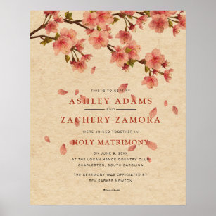 "Holy Matrimony" Fall Floral Wedding Certificate Poster
