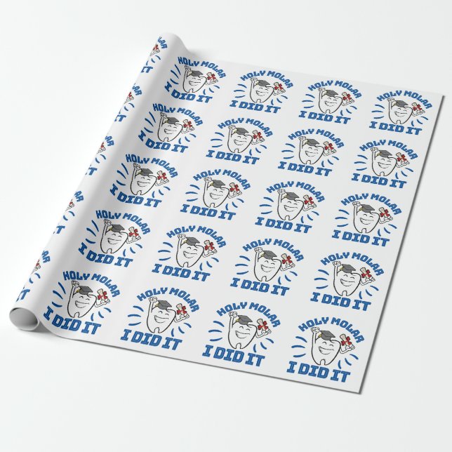 Holy Molar I Did It Dentist RDH Graduation Wrapping Paper (Unrolled)