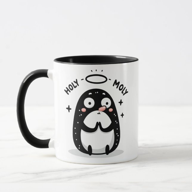 Holy Moly Cute Praying Mole Mug – Funny Animal Pun (Left)