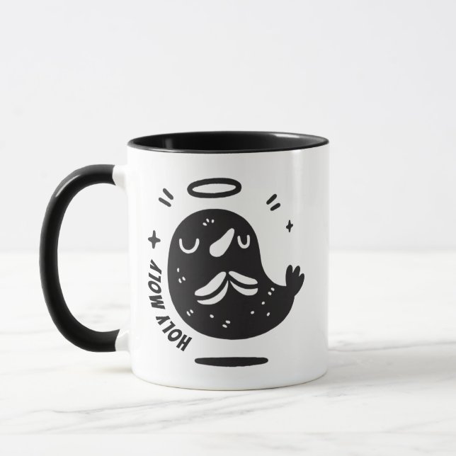 Holy Moly Mustache Mole Mug – Funny Floating  (Left)