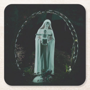 Holy Mother Mary and Baby Jesus Christian Square Paper Coaster