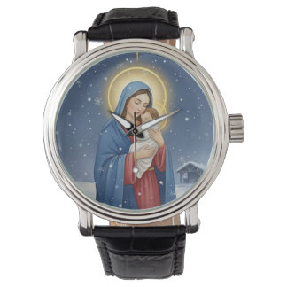 Holy Mother Mary and Baby Jesus Wrist Watch