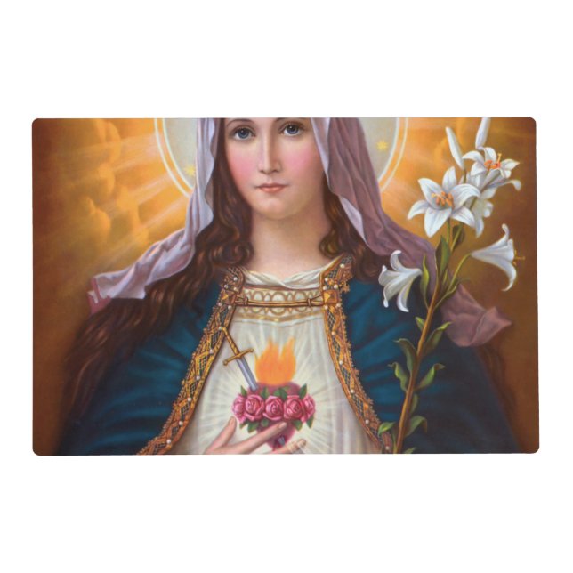 Holy mother Mary Immaculate Heart,Catholic faith, Placemat (Front)