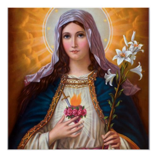 Holy mother Mary Immaculate HeartCatholic faith Poster