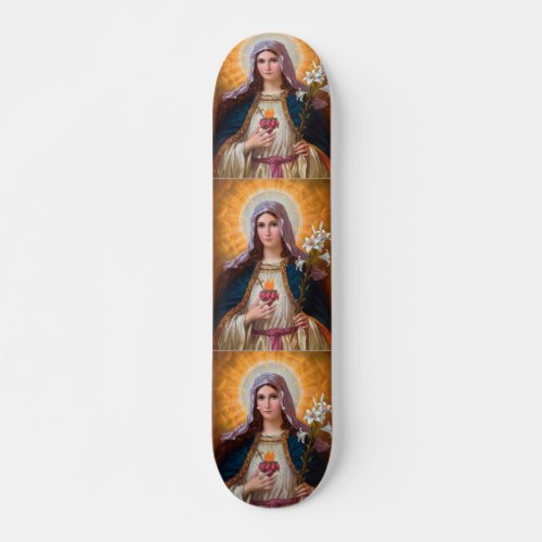 Holy mother Mary Immaculate HeartCatholic faith Skateboard