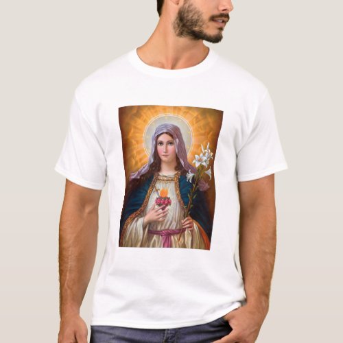 Holy mother Mary Immaculate HeartCatholic faith T_Shirt
