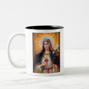Holy mother Mary Immaculate Heart,Catholic faith Two-Tone Coffee Mug