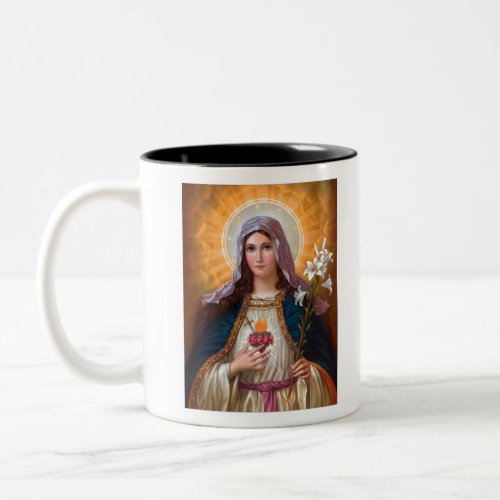 Holy mother Mary Immaculate HeartCatholic faith Two_Tone Coffee Mug