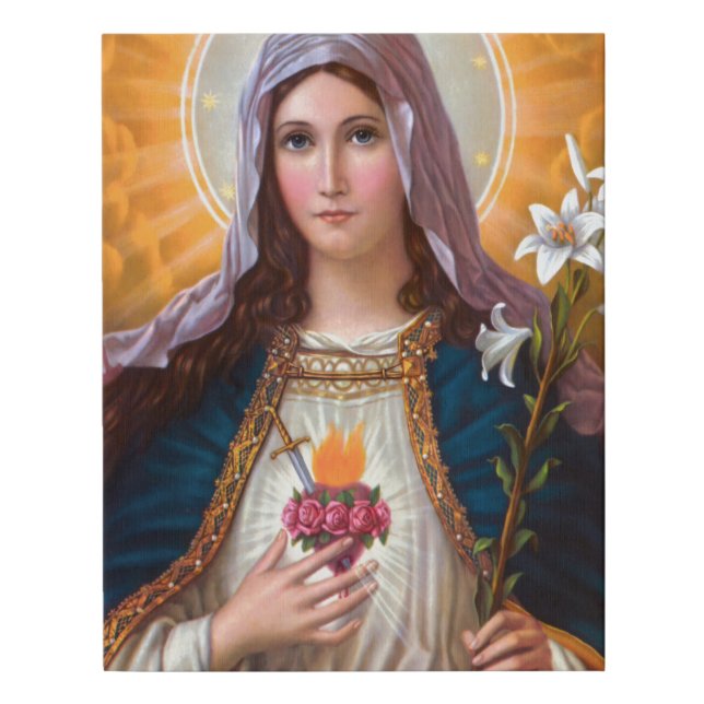 Holy Mother Mary Immaculate heart,St Mary,Catholic Faux Canvas Print (Front)