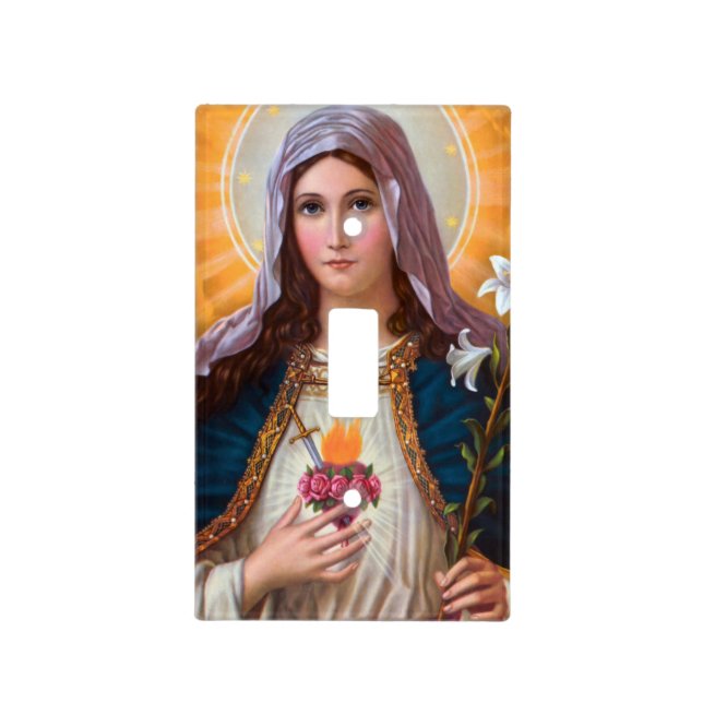 Holy Mother Mary Immaculate heart,St Mary,Catholic Light Switch Cover (Front)