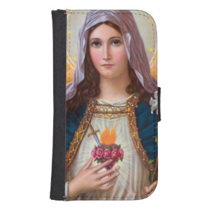 Holy Mother Mary Immaculate heart,St Mary,Catholic Galaxy S4 Wallet Case