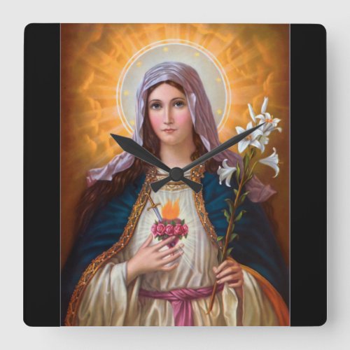 Holy Mother Mary Immaculate heartSt MaryCatholic Square Wall Clock