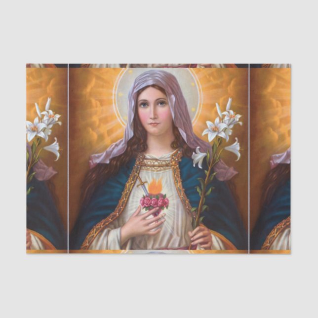 Holy Mother Mary Immaculate heart,St Mary,Catholic Tissue Paper (Front)