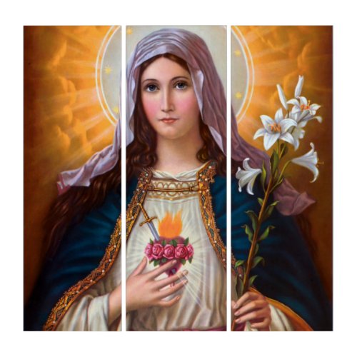 Holy Mother Mary Immaculate heartSt MaryCatholic Triptych