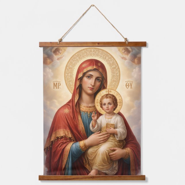 Holy Mother of God Divine Love & Protection´10 Hanging Tapestry (Front)