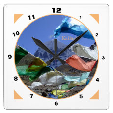 Holy mountain Kailash & Tibet, Buddhism /Himalayas Square Wall Clock