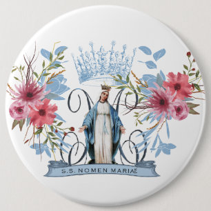 Holy Name of Mary Religious Virgin Mother Floral Button