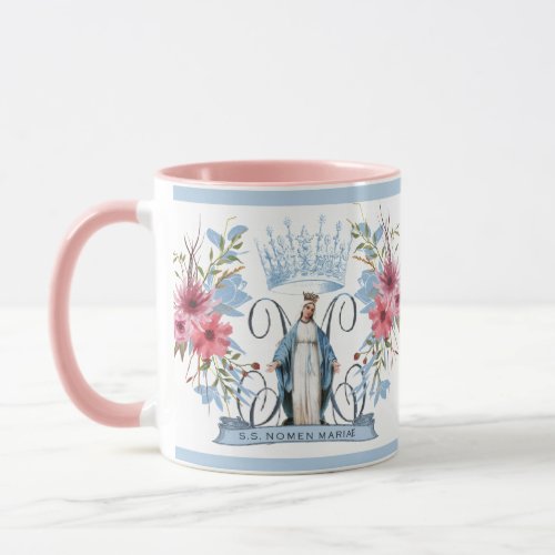 Holy Name of Mary Religious Virgin Mother Floral Mug