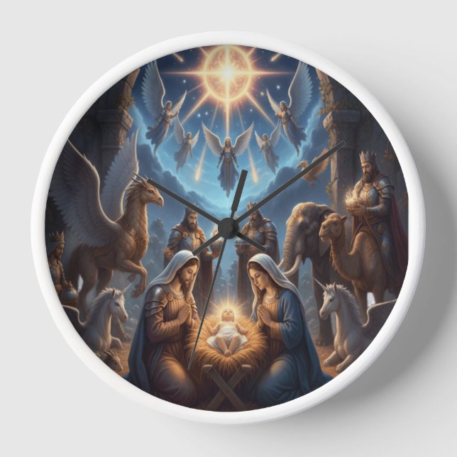 Holy Nativity Scene – Spiritual Christmas Art Clock (Front)