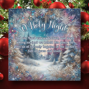 Holy Night John 1:14 Woodland Christmas Christian Holiday Card