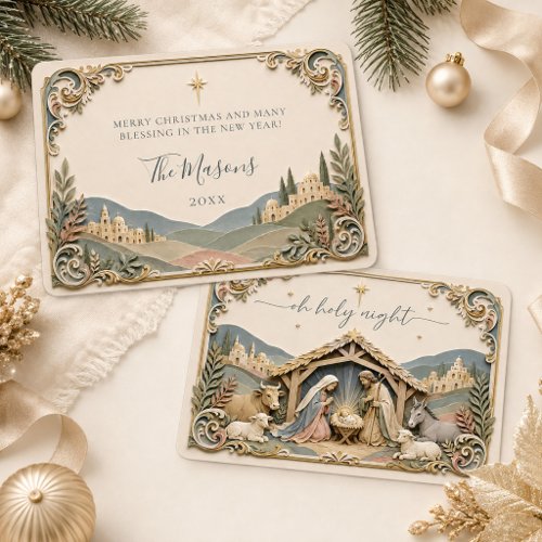 Holy Night Nativity Scene 3D Paper Christmas Card