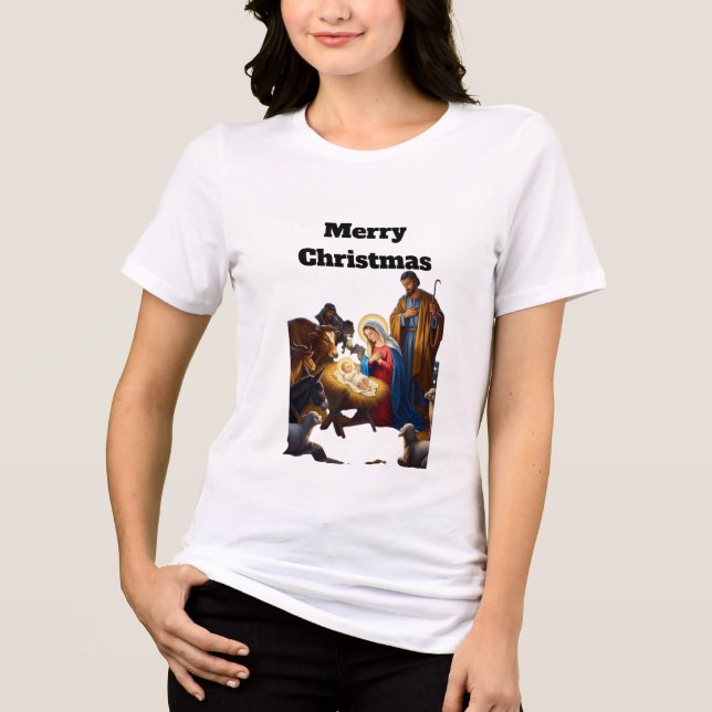 Holy Night of Peace The Nativity Glow Silent Night Tri-Blend Shirt (Front)