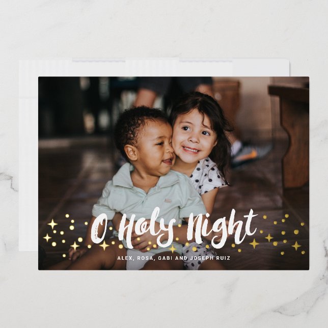 Holy Night Religious Christmas Foil Holiday Card (Envelope)