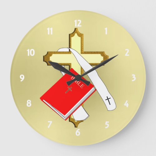 Holy Orders Religious Bible Holy Cross Large Clock