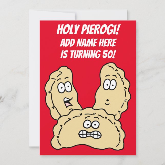 Holy Pierogi Turning 50 Polish Invitation (Front)